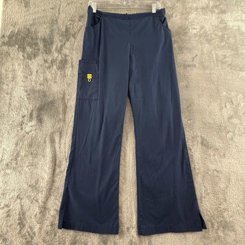 WonderWink Drawstring‎ Flare Leg Scrub Pant Womens M Navy Elastic Waist 6 Pocket